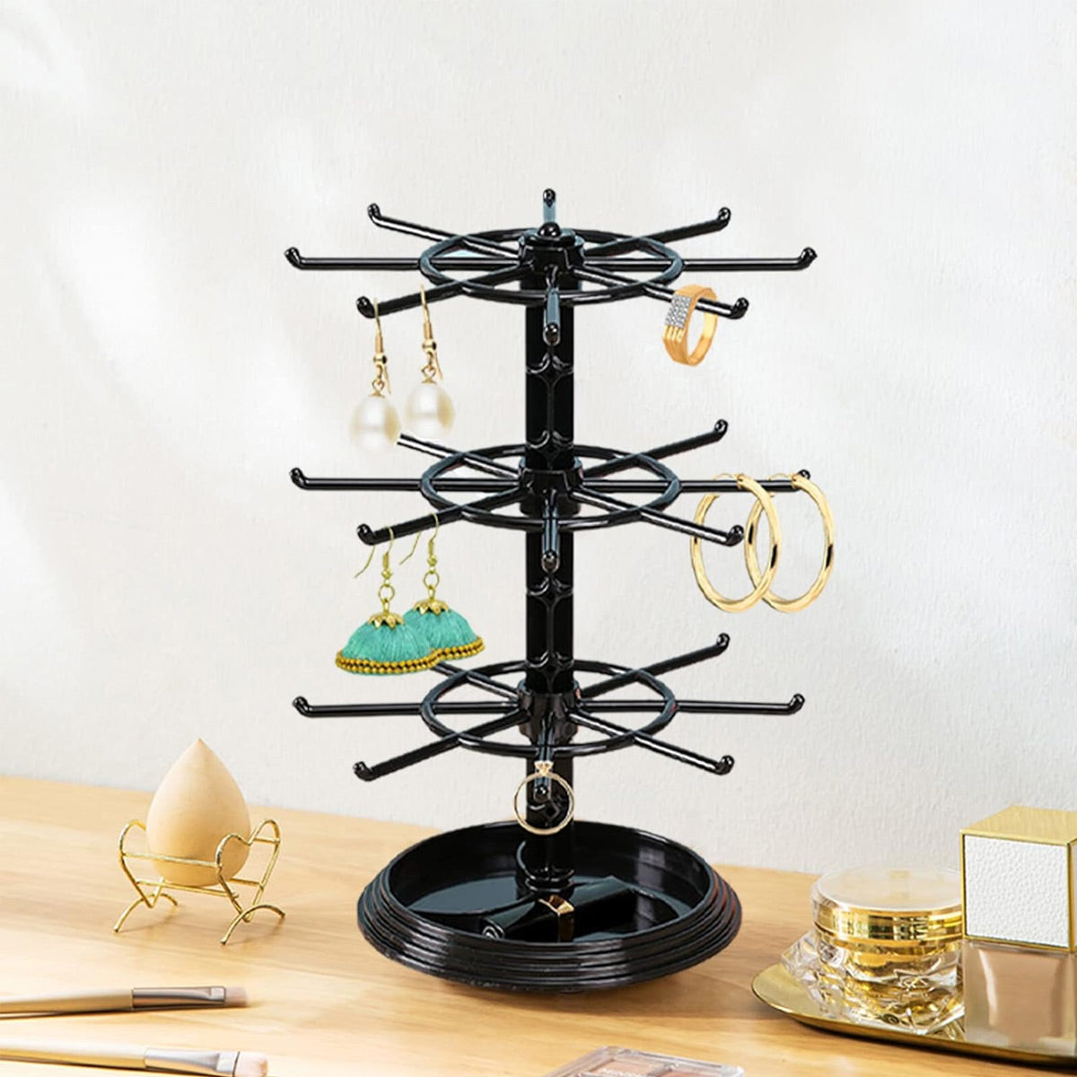360° Rotating Jewelry Organizer — Tangle-Free Earrings, Necklaces & Rings at a Glance