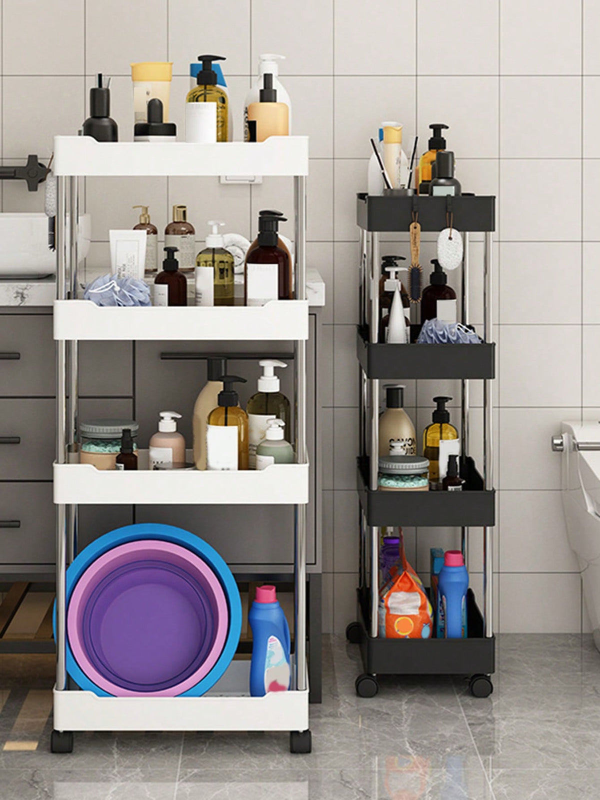 Slim Rolling Gap Cart – 4-Tier, 15cm Narrow Storage Organizer for Kitchen & Bathroom