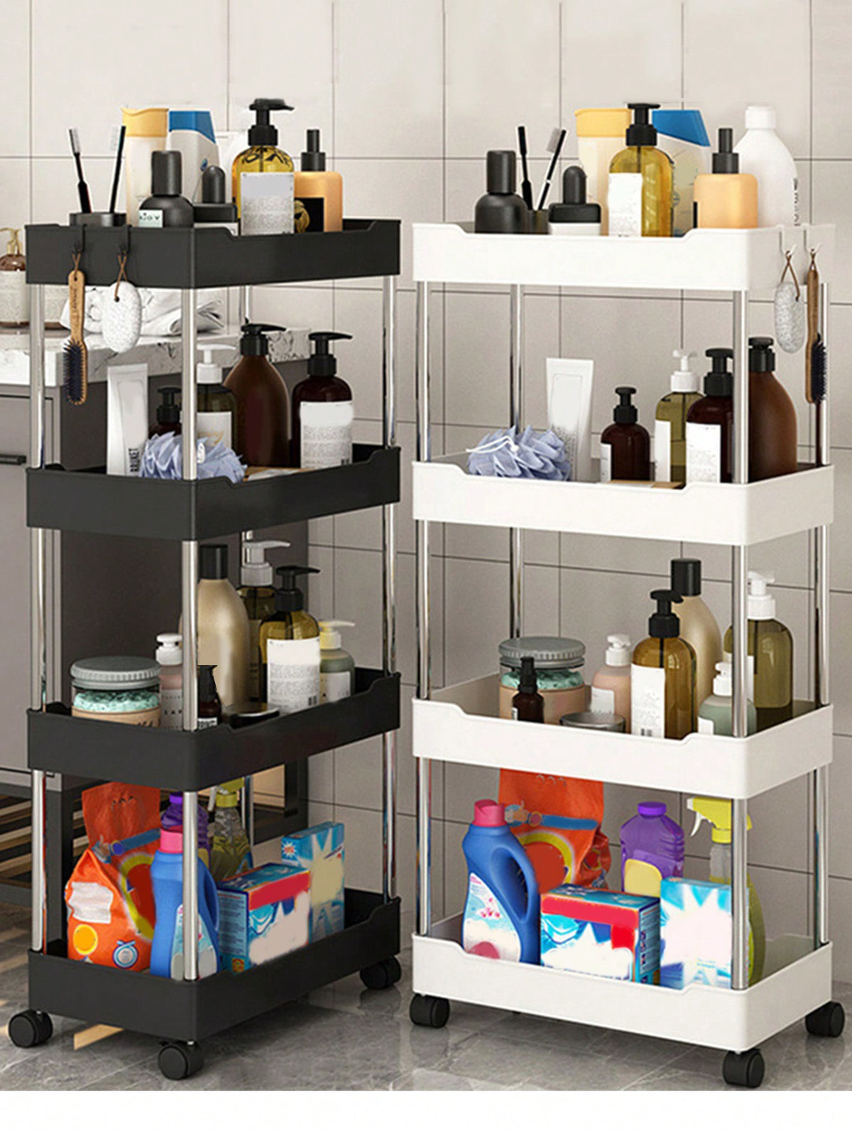 Slim Rolling Gap Cart – 4-Tier, 15cm Narrow Storage Organizer for Kitchen & Bathroom