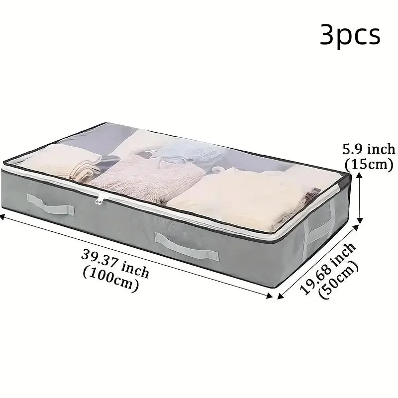 1-2Pcs Underbed Storage Bag Foldable Quilt Bag Wardrobe Clothes Storage Waterproof Dustproof Organizer Large Capacity StorageBag