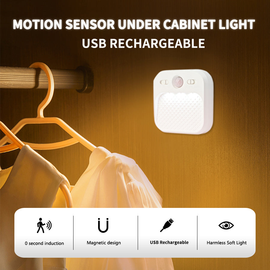 Motion-Sensor LED Night Light — 3-Color-in-1 Stick-On Light for Closets & Hallways